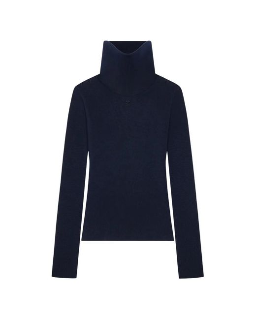 Courreges Blue Logo-Patch High-Neck Sweater