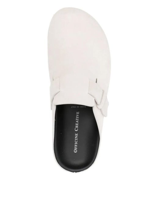 Officine Creative White Leather Slippers