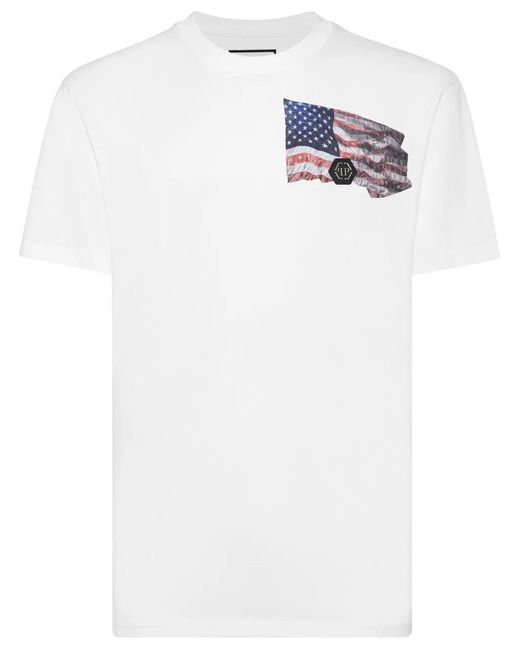 Philipp Plein White Graphic-Print Cotton T-Shirt for men