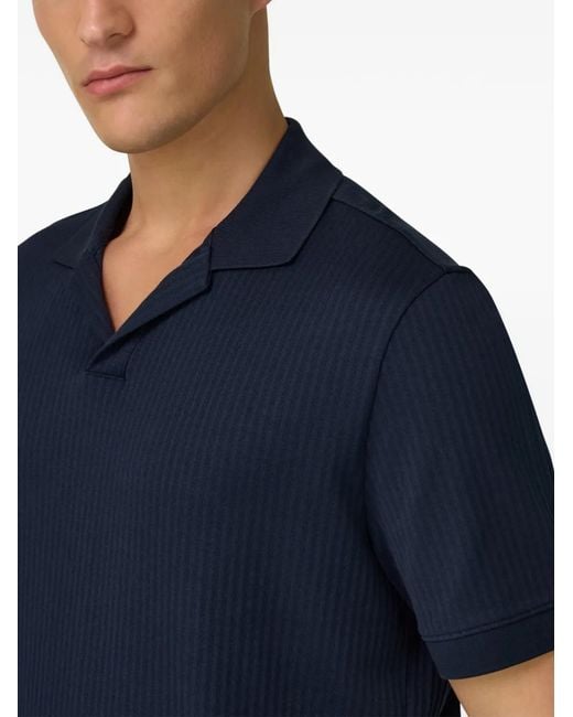Boggi Blue Jacquard Open-Collar Polo Shirt for men