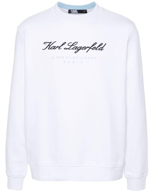 Felpa con logo in rilievo di Karl Lagerfeld in White da Uomo