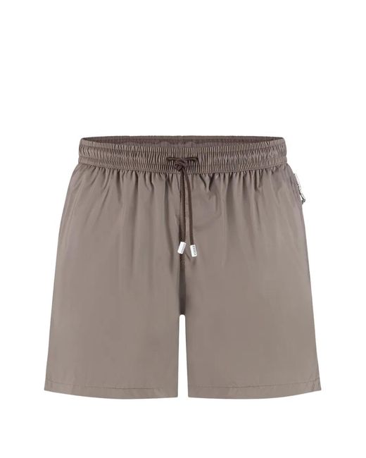 Fedeli Gray Madeira Drawstring Swim Shorts for men