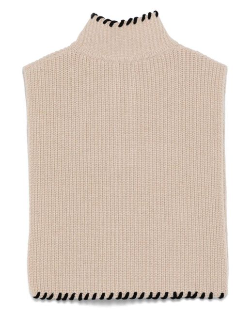Sandro Ribbed Knit Top in Natural Lyst