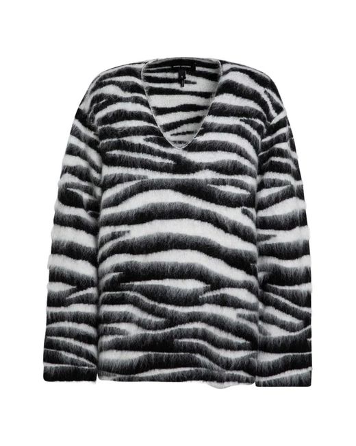 Marc Jacobs Black Zebra Pattern V-Neck Sweater