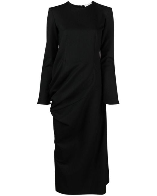 The Row Black Gathered-detailing Long-sleeved Shift Dress