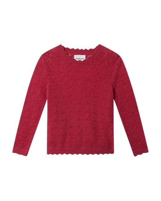 Isabel Marant Red Leonette Scalloped Pullover