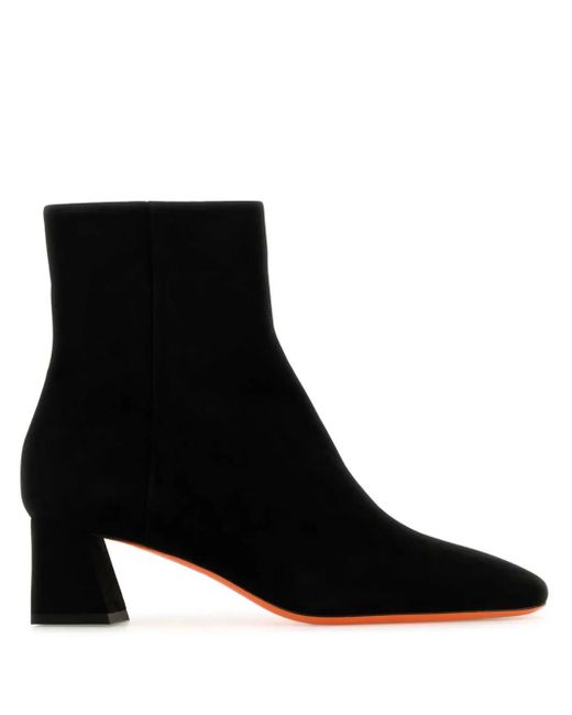 Santoni Black Suede Marta Ankle Boots