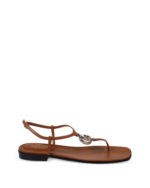 Gucci Brown Double G Sandals
