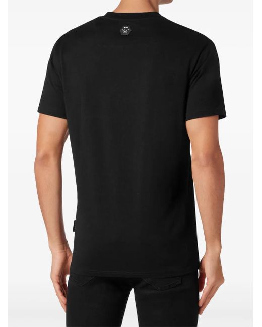 Philipp Plein Black Logo-Embellished Cotton T-Shirt for men
