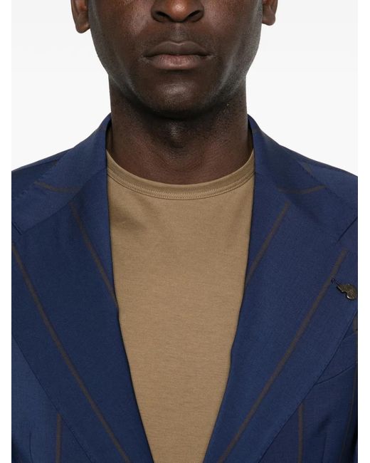 Gabriele Pasini Blue Single-Breasted Pinstripe Suit for men