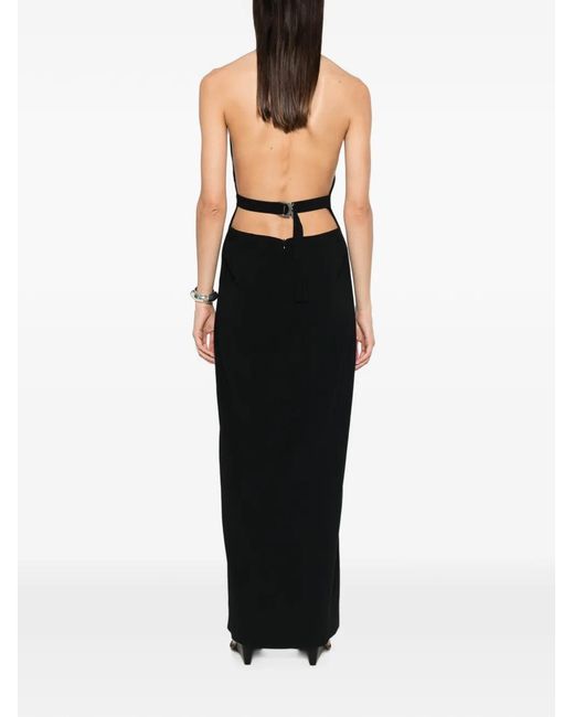 Patrizia Pepe Black Tuxedo-Lapel Halterneck Dress