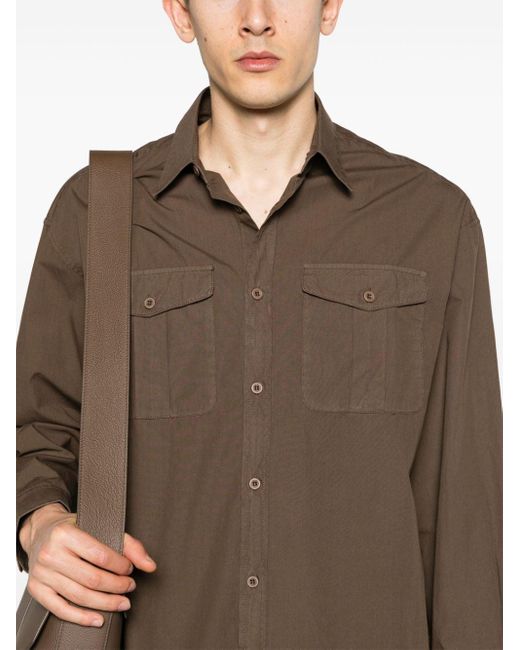 Chemise en coton à col pointu Emporio Armani pour homme en coloris Brown