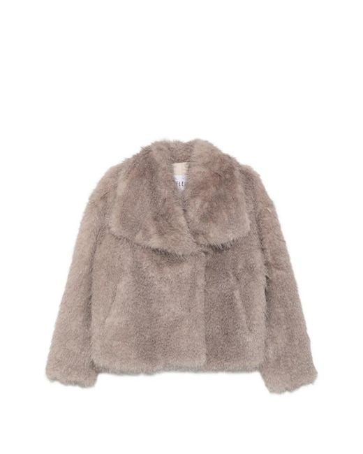 ELEH Natural Fuzzy-Texture Oversized-Collar Jacket