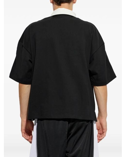 Adidas Black Logo-Embroidered Polo Shirt for men