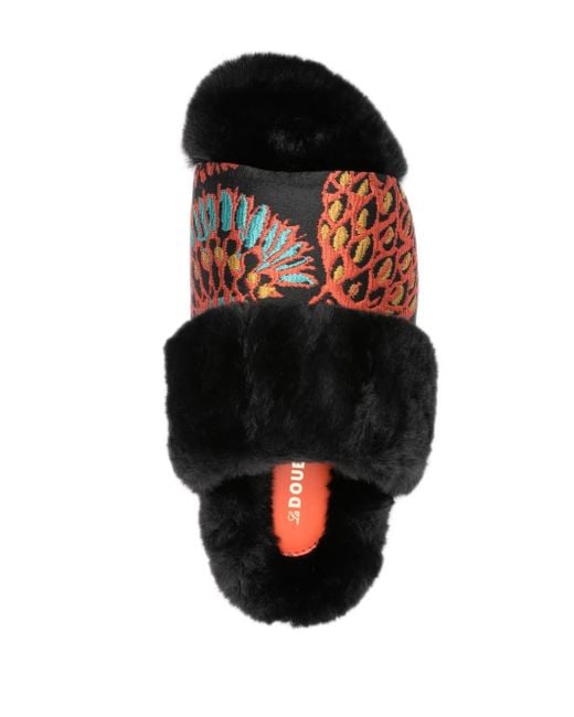 LaDoubleJ Black Winter Jacquard Slides