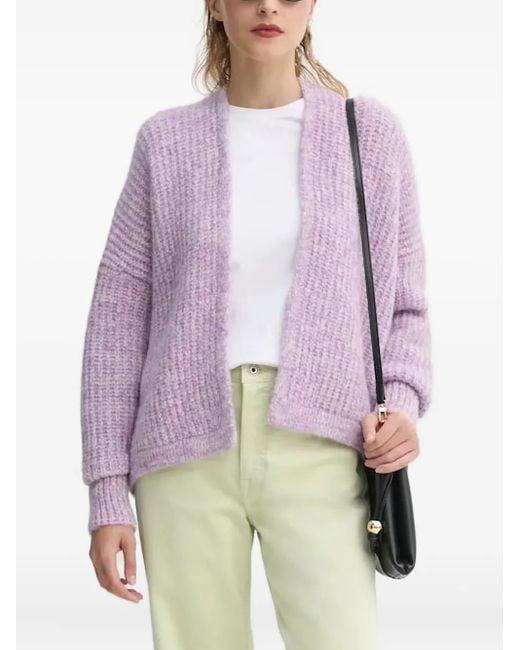 American Vintage Women's Purple Textured Ribbed Cardigan