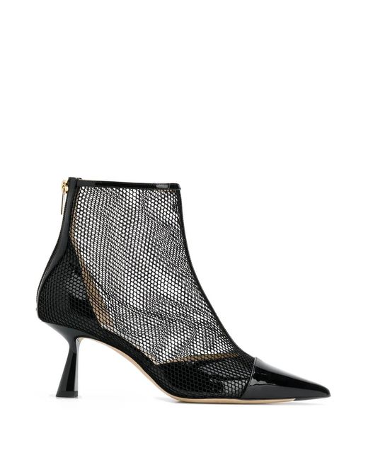 Jimmy Choo Black Kix Mesh Patent-Leather Ankle Boots