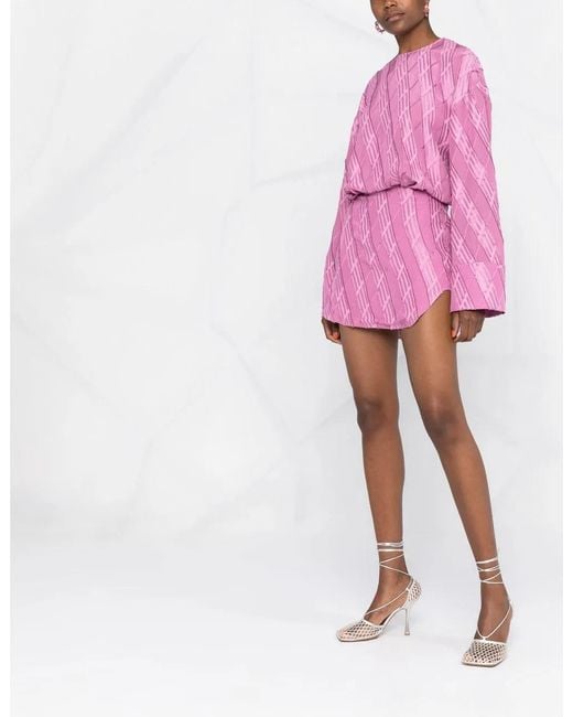 Robe En Jacquard À Manches Longues The Attico en coloris Pink