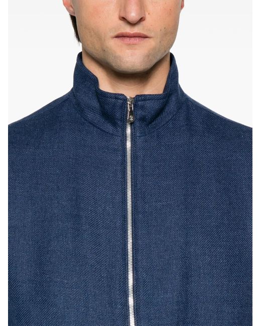 Brunello Cucinelli Blue Bomber Jacket for men