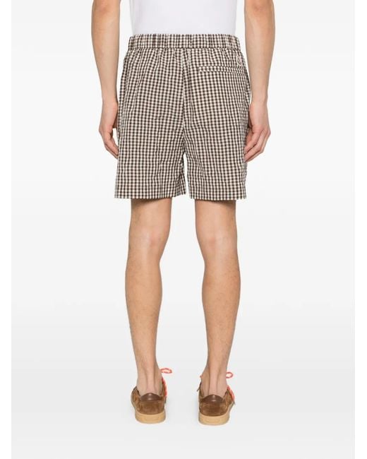 Moncler Brown Checked Belt Shorts for men