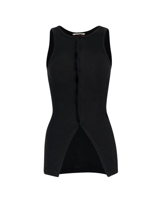 Auralee Button-Up Tanktop in het Black