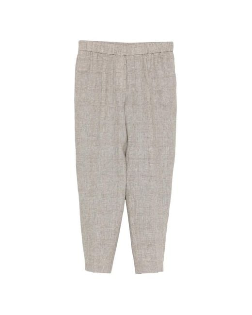 Peserico Gray Prince Of Wales-Check Trousers