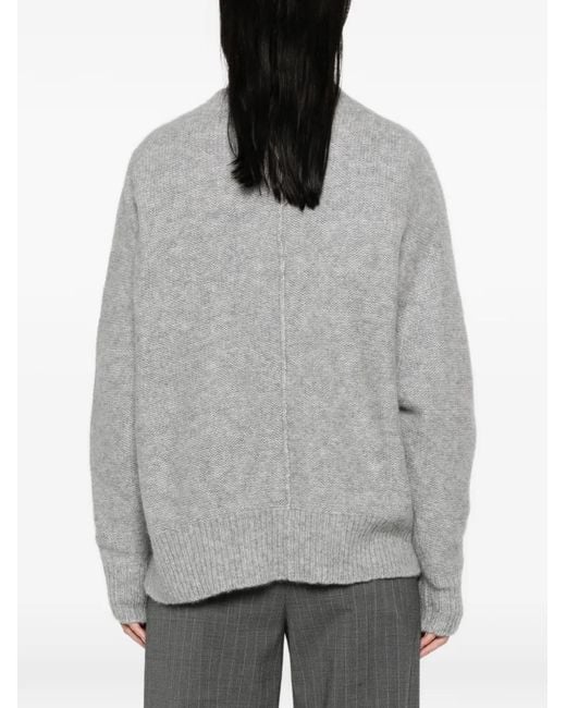 EMERSON RENALDI Gray V-Neck Knitted Sweater