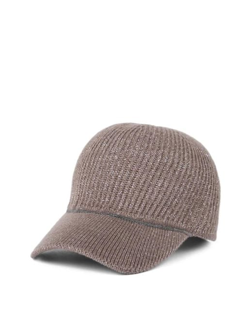Brunello Cucinelli Gray Gerippte Baseballkappe mit Lurex