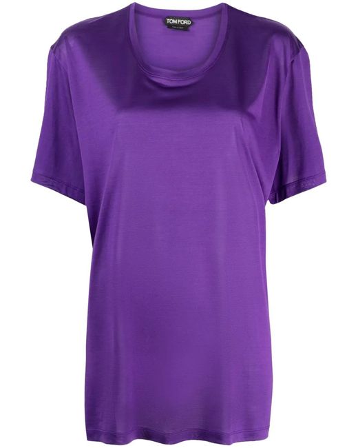 Tom Ford Purple Short-Sleeved Silk T-Shirt