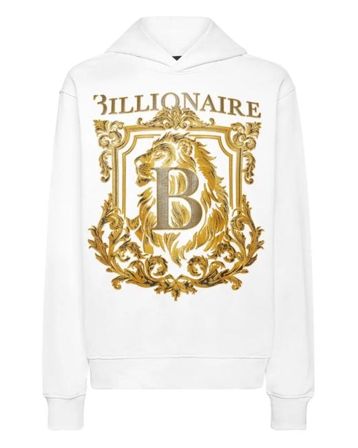 Lion B Frame-print hoodie Billionaire de hombre de color White