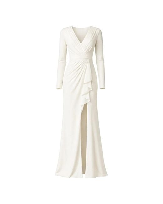 Tadashi Shoji White Ruffled Maxi Dress