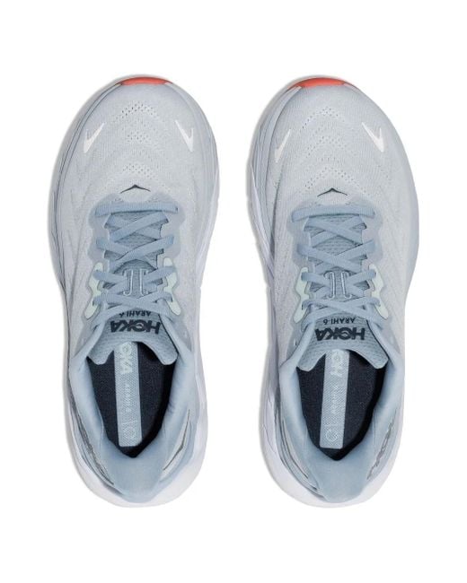 Hoka One One White Arahi 6 Lace-Up Sneakers