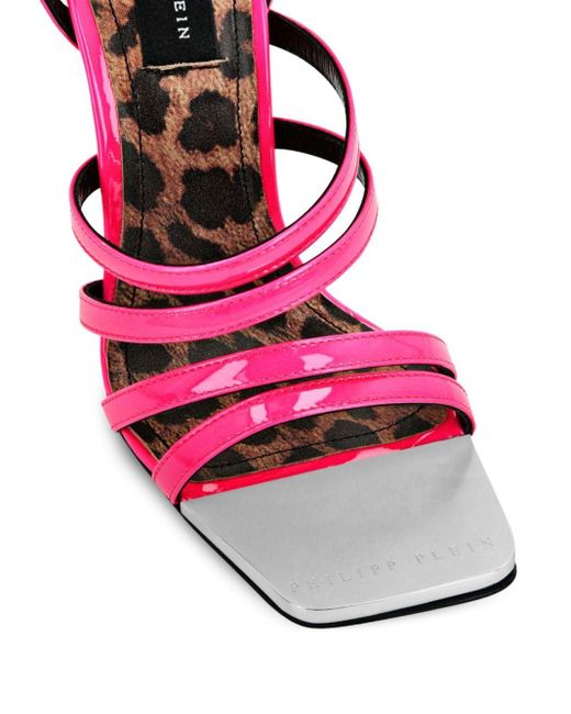 Philipp Plein Pink Square-toe Patent Leather Sandals