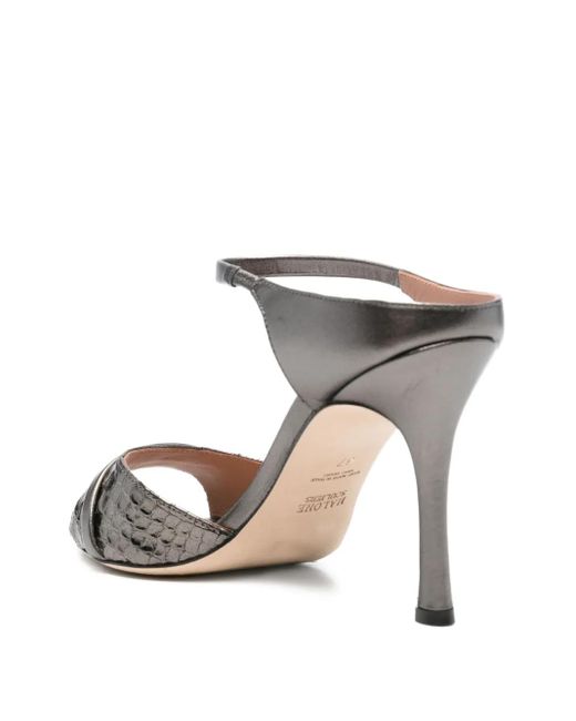 Malone Souliers Metallic 95Mm Yuna Ankle-Strap Woven Sandals