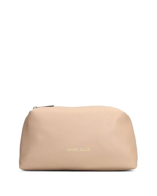 Marc Ellis Natural April Macro Lt Logo-Print Clutch Bag