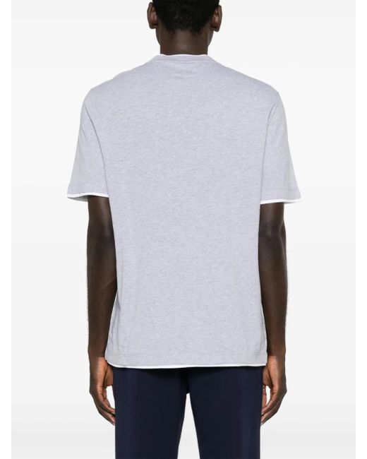 Brunello Cucinelli Gray Layered Cotton T-Shirt for men