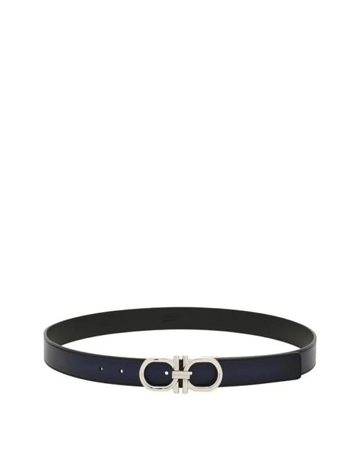 Ferragamo White Gancini Buckle Adjustable Belt for men