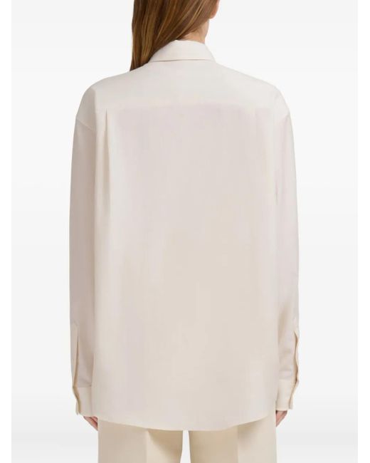 Marni Natural Blouse With Ivory Ruffles