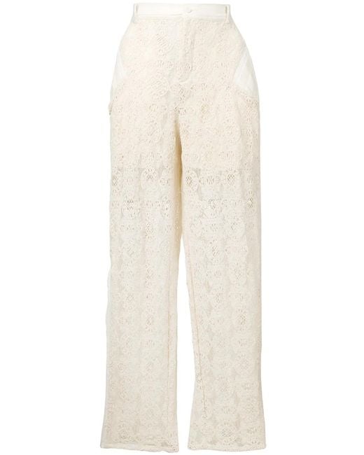 Philosophy Di Lorenzo Serafini Natural Lace Panelled Trousers