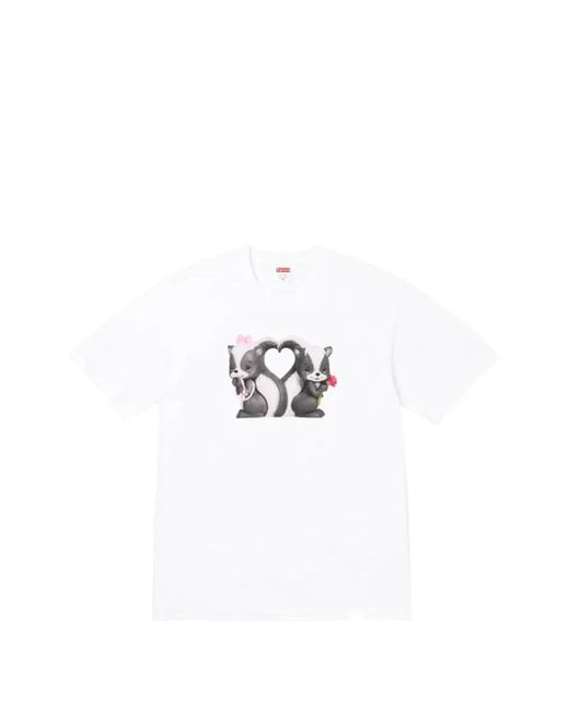 Supreme White Skunk Graphic-Print T-Shirt for men