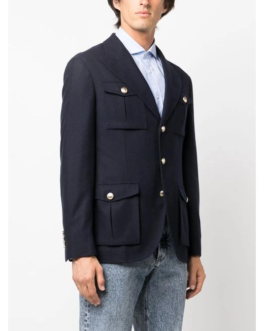 Brunello Cucinelli Blue Deconstructed Jacket for men