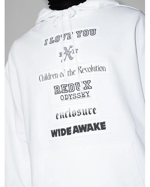 Raf Simons White Chest-Print Hooded Sweatshirt for men