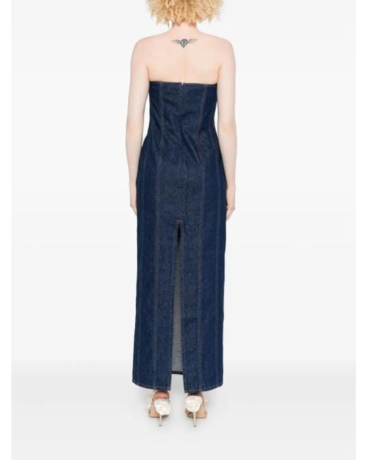 Magda Butrym Strapless Denim Midi Dress in Blue | Lyst