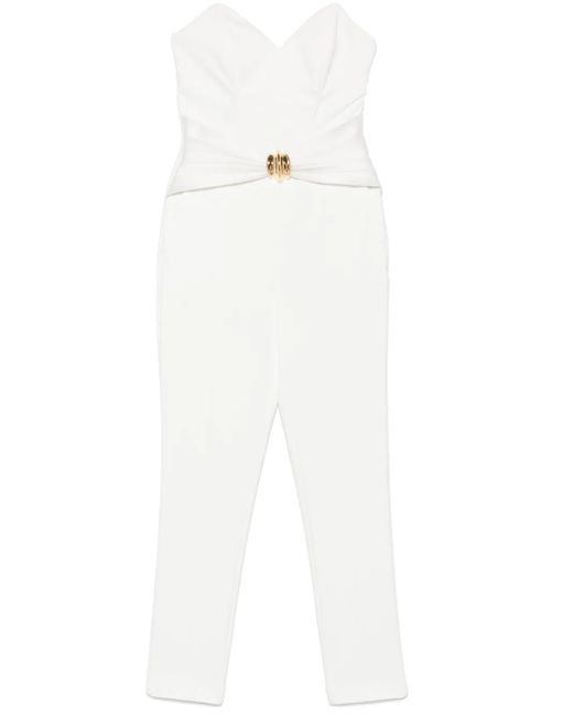 Elisabetta Franchi White Bow-detail Crepe Jumpsuit