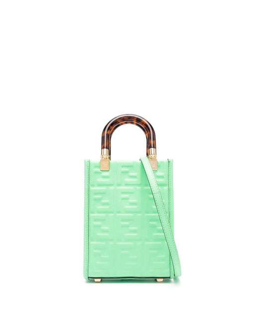Fendi Green Handtasche mit Monogramm-Prägung