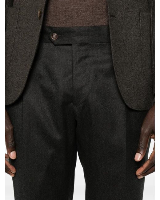 Barba Napoli Black Wool Trousers for men