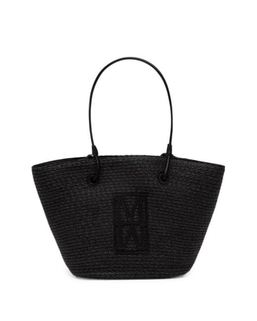 Marc O' Polo Black Large Logo-Patch Tote Bag