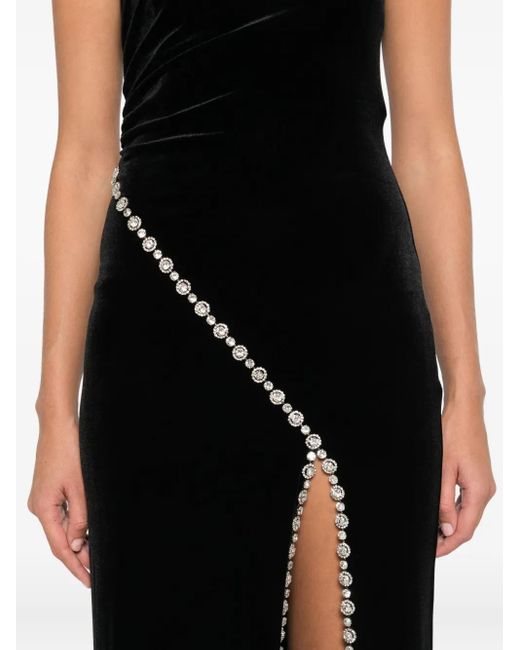 Nissa Black Crystal-Embellished Velvet Maxi Dress