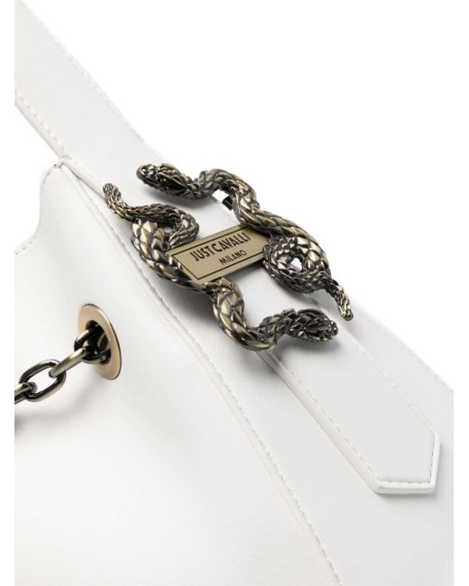Just Cavalli White Snake-detail Shoulder Bag