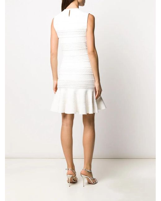 McQueen White Scalloped Knitted Dress